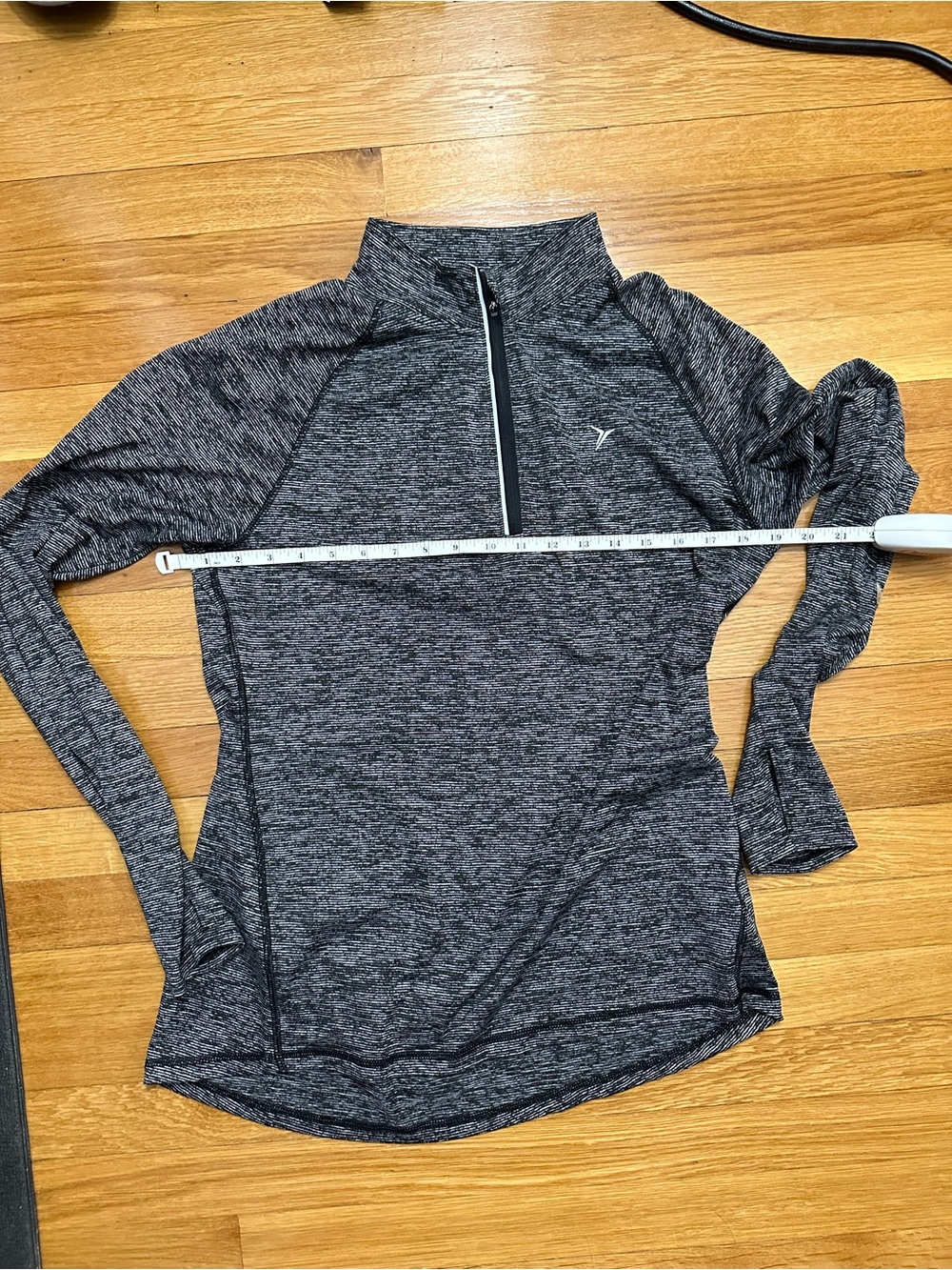 Old Navy Black and Gray Striped Active Quarter-Zip Pullover